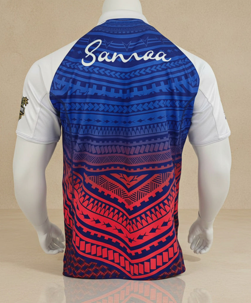 Samoa Polo 2026 AIGA rugby tournament shirt with embroidered logos