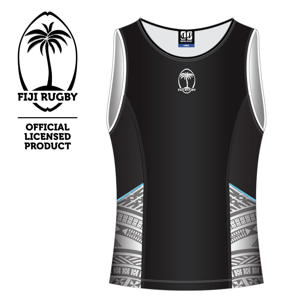 Fiji Rugby Train Singlet black mesh panel spandex technology official licensed product